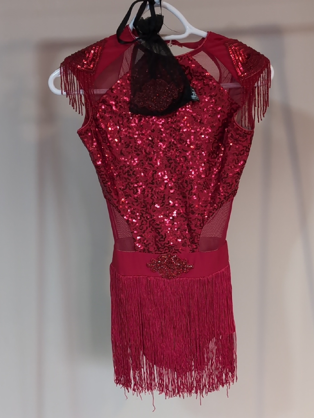 Red Sequin Fringe Dance Costume - Kids